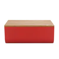alessi - boîte à pain mattina - rouge/laqué époxy/lxlxh 34x21x14cm/planche à découper en bambou