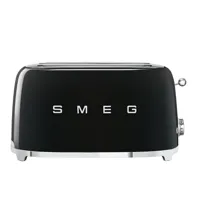 smeg - grille-pain 4 tranches tsf02 - noir/laqué/lxhxp 41x20,8x21,5cm/6 niveaux de brunissement/1500w