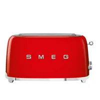smeg - grille-pain 4 tranches tsf02 - rouge/laqué/lxhxp 41x20,8x21,5cm/6 niveaux de brunissement/1500w