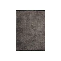 milano - tapis tissé plat coton noir et reflet lumière anthracite 120x170