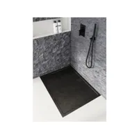 receveur de douche en acrylique noir - structure en pierre - rectangulaire - 120 x 90 - quanti schedpol