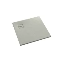 receveur de douche en acrylique  gris ciment structure en pierre carré + siphon extraplat viega - 100 x 100 - tytanit schedpol