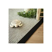 tapis natté - sumatra silver - ganse coton noir - 200 x 290 cm