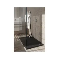 receveur de douche en acrylique noir - structure en pierre - rectangulaire - zaher - 120 x 80 schedpol