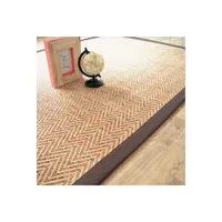 tapis tissé plat - java chevron nature - ganse coton marron - 200 x 290 cm