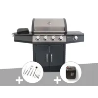 barbecue à gaz piretto + malette 8 ustensiles + weber connect smart grilling hub - jardideco