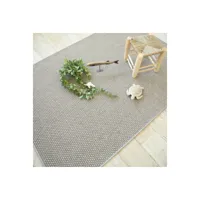 tapis tissé plat natté - sumatra silver - galon synthétique gris - 160 x 230 cm