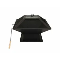 vidaxl foyer et barbecue avec tisonnier 2 en 1 46,5x46,5x37 cm acier