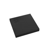 receveur de douche en acrylique noir structure en pierre carré + siphon extraplat viega - 90 x 90 - solid level schedpol
