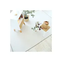 tapis intérieur ou extérieur en tissé plat - sumatra blanc - galon couleur lin - 140 x 200 cm