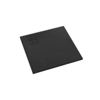 receveur de douche en acrylique noir structure en pierre carré + siphon extraplat viega - 90 x 90 - tytanit schedpol