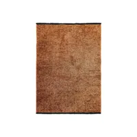 milano - tapis tissé plat coton noir et reflet lumière orange 240x340