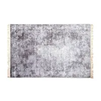 tapis à franges, tissage plat imprimé, moquette en polyester coloris argent;blanc - longueur 300 x profondeur 2 x hauteur 180 cm