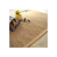 tapis tissé plat - bornéo nature - ganse coton café au lait - 200 x 290 cm