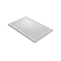 receveur de douche caniveau en solid surface 100 x 100 cm - blanc + natte étanche + siphon ultra plat rc100solid-9010