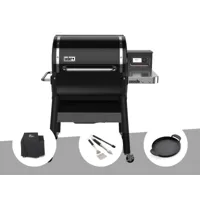 barbecue à pellets weber smokefire ex4 gbs + housse + kit 3 ustensiles + plancha
