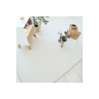 tapis tissé plat natté - sumatra blanc - galon synthétique gris - 200 x 200 cm