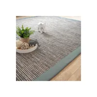 tapis tissé plat - bornéo silver - ganse coton vert de gris - 250 x 350 cm