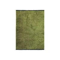 milano - tapis tissé plat coton noir et reflet lumière vert 200x290