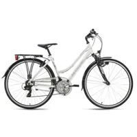 vtc dame 28'' aluminium canterburry blanc guidon plat tc 53 cm ks cycling