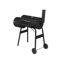 barbecue chariot à charbon de bois 2 compartiments avec roues de transport noir helloshop26 19_0000937