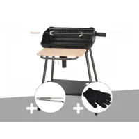 barbecue charbon bergamo somagic + pince en inox + gant de protection