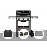 barbecue gaz weber spirit ii e-310 + plancha + housse + thermomètre igrill 3 + 1-2 grille de cuisson