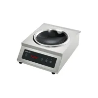 wok à induction de table ø 330 mm 5 kw - 400v - virtus - 300 - acier inoxydable 398x515x183mm