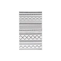 paris prix - tapis tissé imprimé à poils plats maya iv blanc & noir 160 x 230 cm