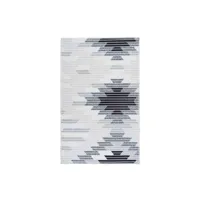 paris prix - tapis tissé imprimé à poils plats maya v gris 80 x 150 cm