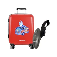 valise rouge à roulettes caravane modèle furgosurf - kukuxumusu + balance électronique