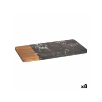 planche à découper noir marbre bois d'acacia 15 x 1,3 x 30 cm (8 unités)