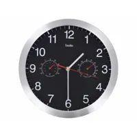 horloge murale à quartz hygromètre et thermomètre 30 cm noir dec022255