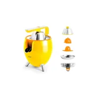 presse agrumes double cônes avec filtre en acier presspod jaune kitchencook