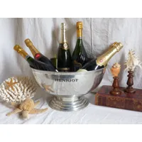 grande baignoire à champagne en étain henriot français antique. seau de 4-5 bouteilles. français seau glace étain. bassin pieds