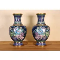 impressionnante paire de vases chinois cloisonnés par jingfa beijing | st.161