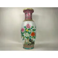 grand vase chinois famille rose à décor de fleurs // jingdezhen - 20ème siècle