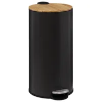 poubelle couvercle bambou 30l modern color noir