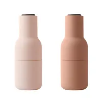 audo - set de 2 moulins bottle grinder couvercle noyer - couleur nude/avec couvercle en noyer/h 20,5cm / ø 8cm