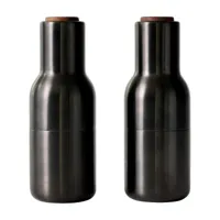 audo - set de 2 moulins bottle grinder laiton - laiton/bronzé/h x ø 20.5x8cm/couvercle en noyer