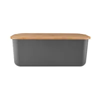 eva solo - boîte à pain - gris éléphant/huilé couvercle en bambou/lxlxh 42x19x15,5cm/lavable au lave-vaisselle