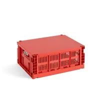hay - couvercle colour crate m - rouge/revêtu par poudre/lxpxh 34,5x26,5x1,5cm