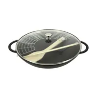 wok en fonte avec couvercle 37 cm