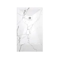 receveur de douche 80x130 cm extra plat dekor en résine finition marbre blanc