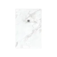receveur de douche 80x140 cm extra plat dekor en résine finition marbre blanc
