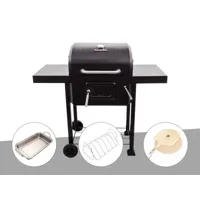 barbecue à charbon char-broil performance charcoal 2600 + plat à rôtir + support inox et rôti grill + kit pierre pizza