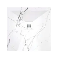 receveur de douche 70x150 cm extra plat dekor en résine finition marbre blanc