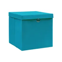 vidaxl boîtes de rangement et couvercles 4 pcs bleu 32x32x32 cm tissu 288374