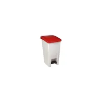poubelle mobile a pedale plastique 60 l blanc couvercle rouge hex-15903-re60