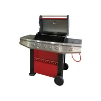 barbecue gaz 4 feux + 1 côté, couleur rouge, 156 x 58 x h121 cm 8052773816700
